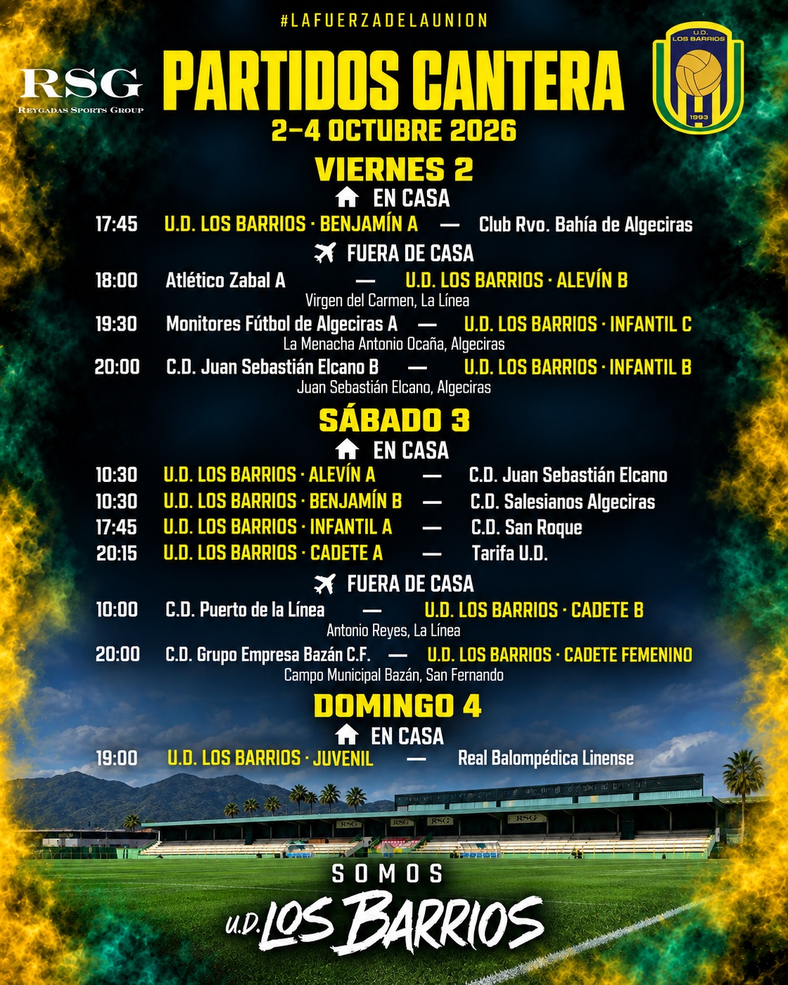 Fin de semana de cantera: del 2 al 4 de octubre.